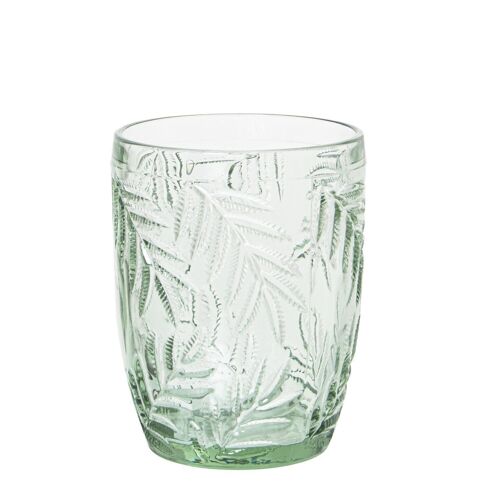 VASO BAJO CRISTAL VERDE 300MLDECO. HOJAS CUL15061