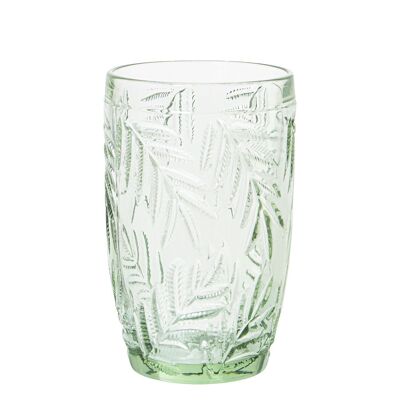 VASO ALTO CRISTAL VERDE 400MLDECO. HOJAS CUL15059