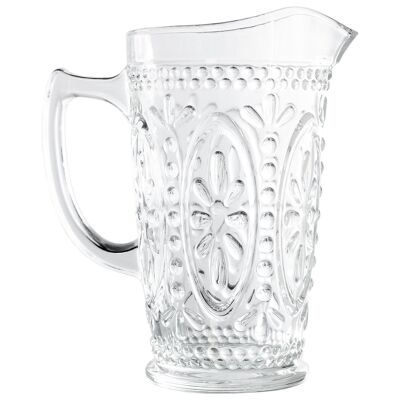 TRANSPARENT GLASS JUG 1.5L -FLOWER- CUL14987