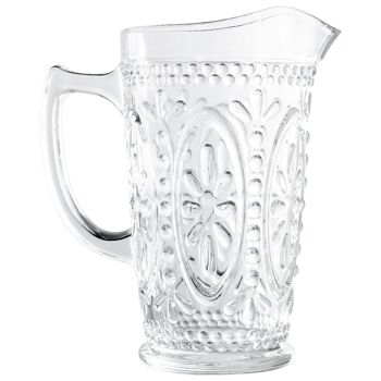 CRUCHE EN VERRE TRANSPARENT 1,5L -FLEUR- CUL14987