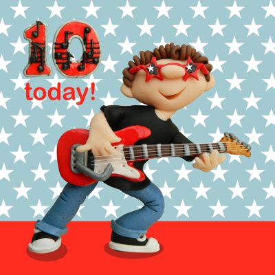 Boy age 10 - guitar - child's age birthday card