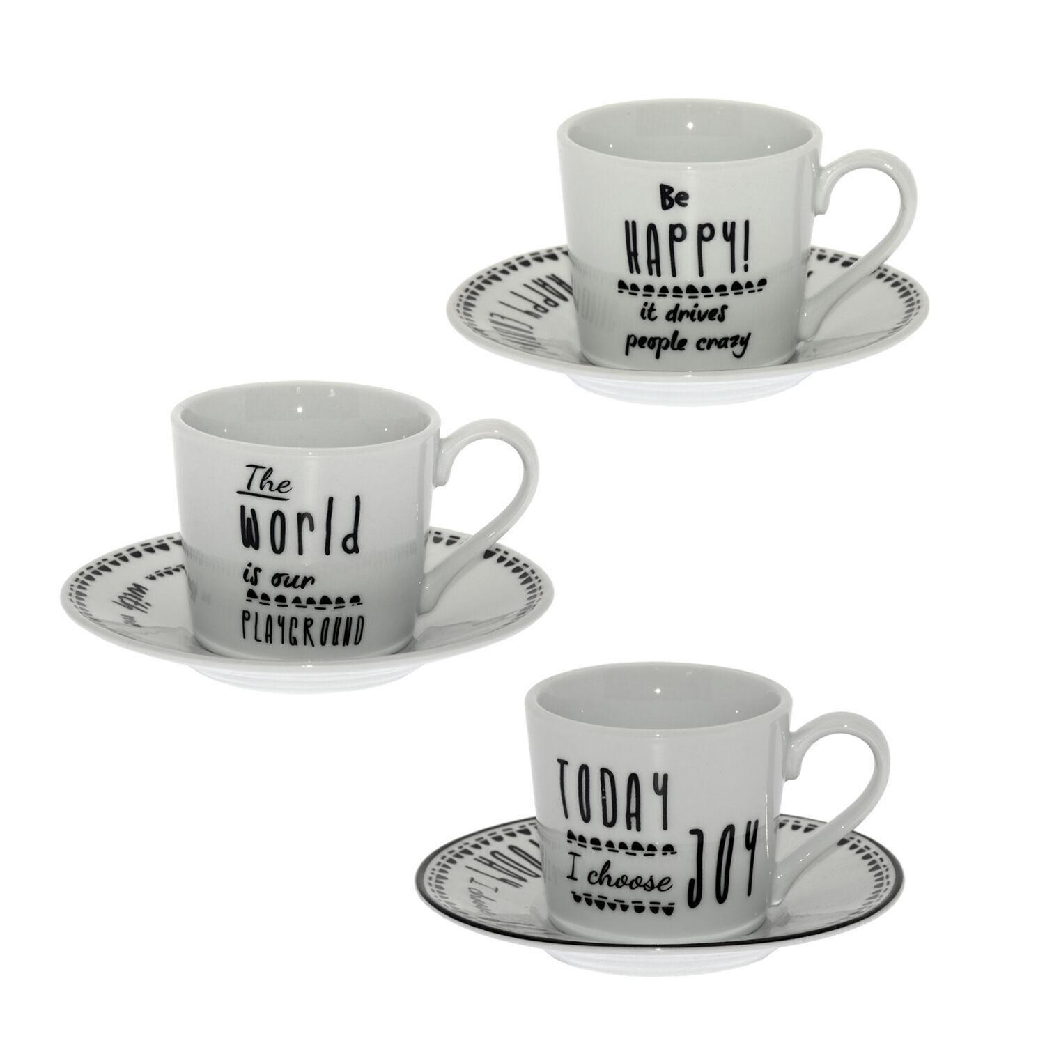 SET 6 TAZAS CAF C/PLATO PORCELANA CUL9120