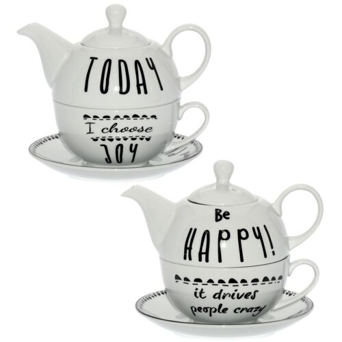 SET 2 TETERA+TAZA+PLATO PORCELANA, TETERA:420ML TAZA:250ML CUL9119