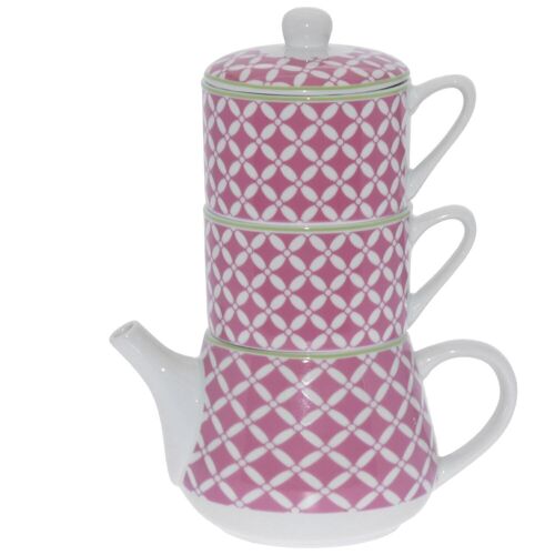 SET TETERA C/2 TAZAS PORCELANA_TETERA:17X10X10CM TAZAS:ø8X5 CUL9091