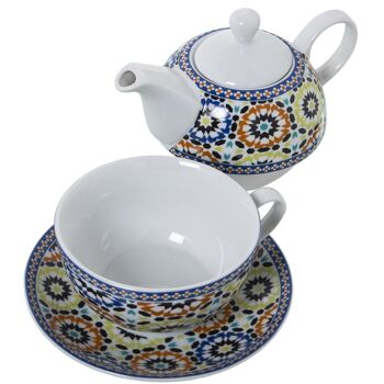 SET 2 THÉIÈRE EN PORCELAINE+TASSE+ASSIETTE, THÉIÈRE:420ML TASSE:250ML CUL9083 2