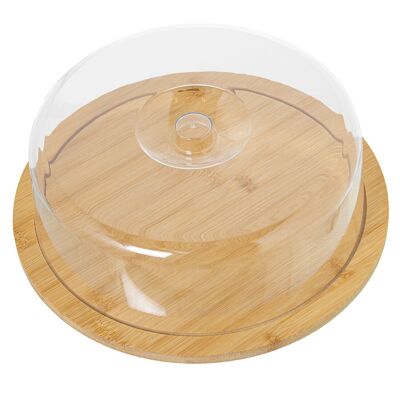 BAMBOO WOOD CHEESE BOWL WITH ACRYLIC LID CUL5133