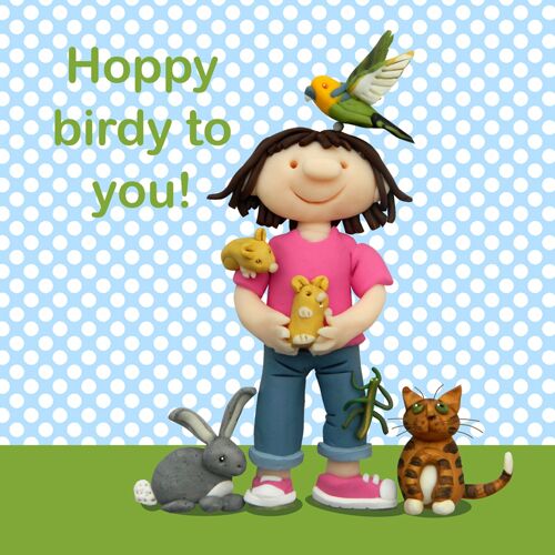 Girls birthday - hoppy birdy - child's birthday card