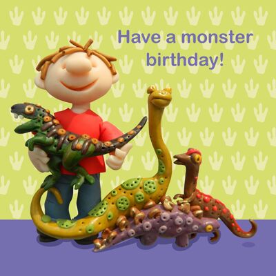 Cumpleaños de niños - dinosaurios - tarjeta de cumpleaños para niños