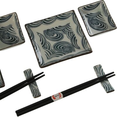 CERAMIC SUSHI SET FOR 2 WITH GIFT BOX: 26X20.5X3.5CM CUL9599