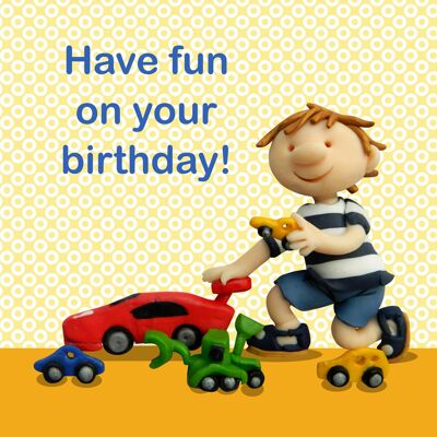 Boys birthday - cars - child's birthday card