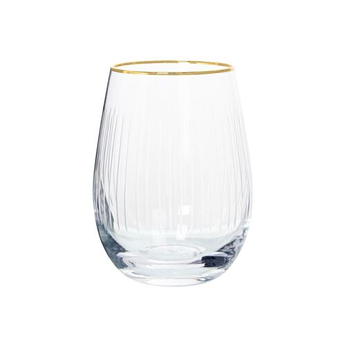 VASO CRISTAL TRANSPARENTE 400ML TALLADO C/FILO ORO CUL15024