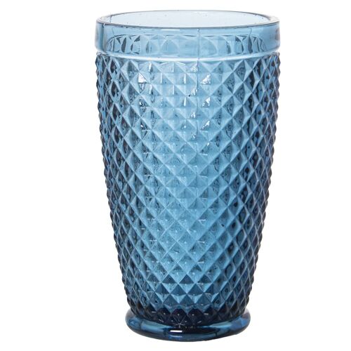 VASO ALTO CRISTAL AZUL 400MLDECO. DIAMANTE CUL15015