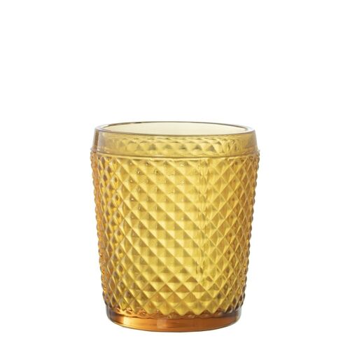VASO BAJO CRISTAL MOSTAZA 270ML DECO. DIAMANTE CUL14967