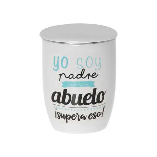 MUG INFUSIÓN CERÁMICA C/FILTROACERO INOX. ABUELO SUPERA ESO CUL7176