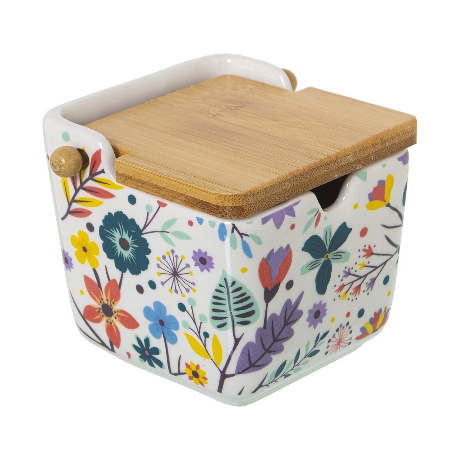 ZUCCHERIERA IN CERAMICA CON COPERCHIO IN LEGNO CUL1177