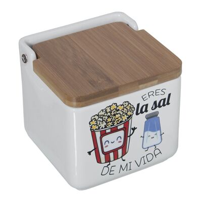CERAMIC SALT SHAKER - YOU ARE THE SALT OF...- WITH WOODEN LID CUL1130