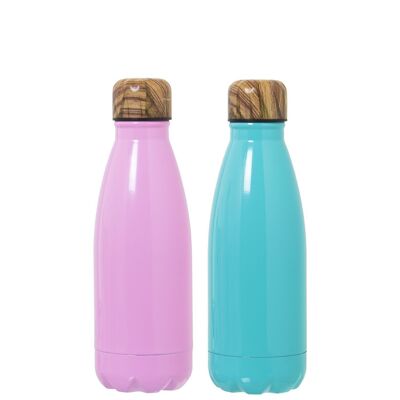 THERMO BOTTLE 350 ML STAINLESS STEEL+90948, GREEN/PINK ASSORT. CUL557
