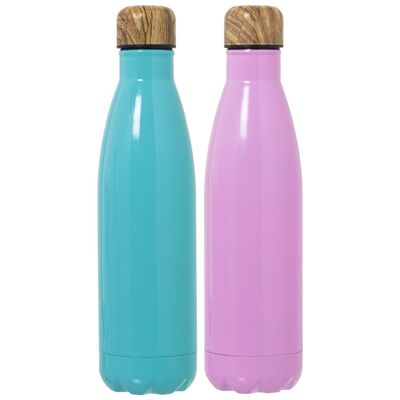 THERMO BOTTLE 500 ML STAINLESS STEEL+90948, GREEN/PINK ASSORT. CUL556