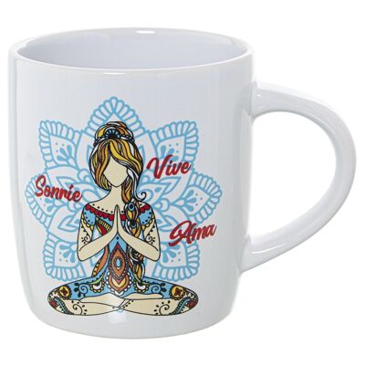 TASSE EN CÉRAMIQUE DÉCORÉE MANDALA DE YOGA CUL7400