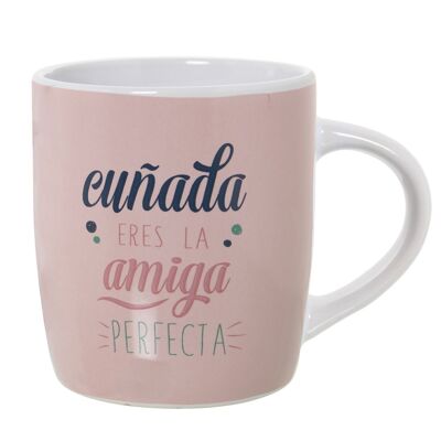 MUG EN CÉRAMIQUE ROSE DÉCORÉE BELLE-SOEUR CUL7377