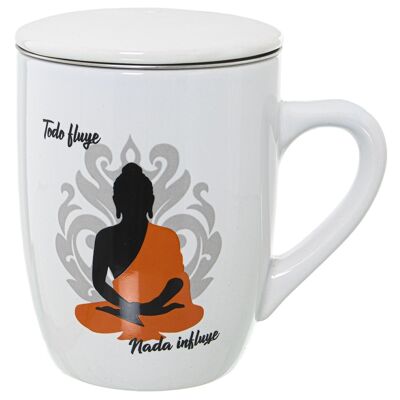 TASSE À INFUSION EN CÉRAMIQUE AVEC FILTRE EN ACIER INOXYDABLE. BOUDDHA TOUT FLUX CUL7328