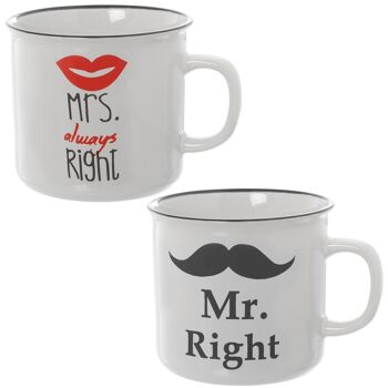 ASSORTIMENT DE TASSES EN CÉRAMIQUE MR & MRS CUL7305 1