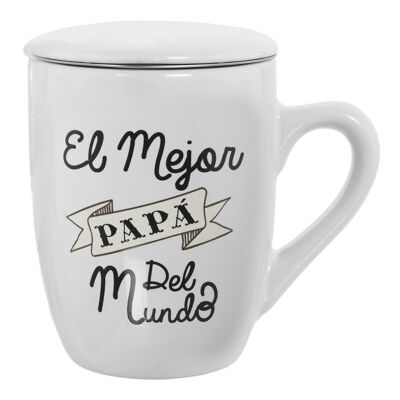 MUG INFUSIÓN CERÁMICA C/FILTROACERO INOX, MEJOR PAPÁ CUL7297