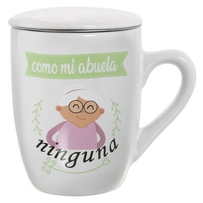 MUG INFUSIÓN CERÁMICA C/FILTROACERO INOX. ABUELA NINGUNA CUL7296