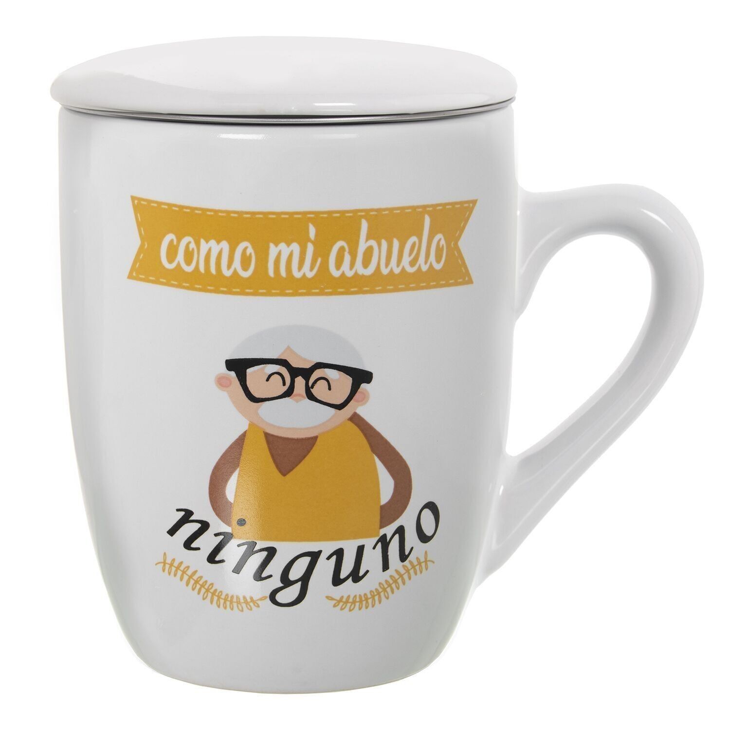 TAZZA PER INFUSO IN CERAMICA CON FILTRO IN ACCIAIO INOSSIDABILE. NONNO NESSUNO CUL7295