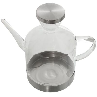 GLASS OIL CONTAINER WITH BASE AND STEEL LID 1000 ML. CUL10071