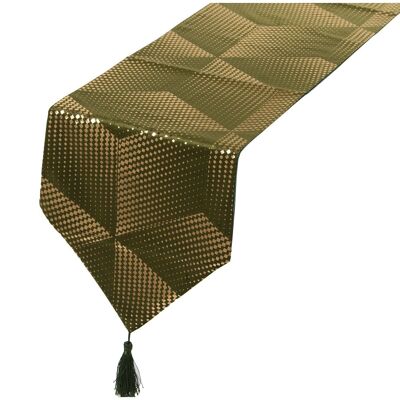 TABLE RUNNER 30X180CM GREEN/GOLD POLYESTER CUL48872