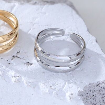 Double Thick Line Silver Ring