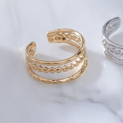 Anillo triple línea oro