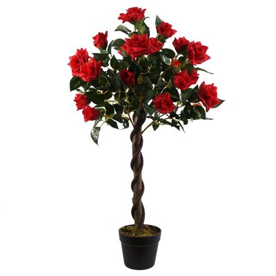 Rosal rojo de 90 cm con diseño de hojas