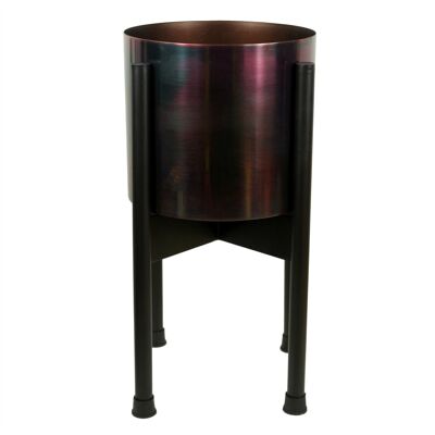 Soporte para macetero de metal Arco iris iridiscente negro 38.Diseño de hoja de 5 cm x 18 cm Reino Unido