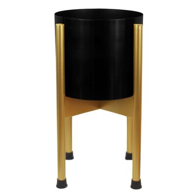 Metal Planter Gold Black Metal Plant Pot 38.5cm x 18cm UK