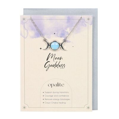 Biglietto con collana opalite con tripla luna