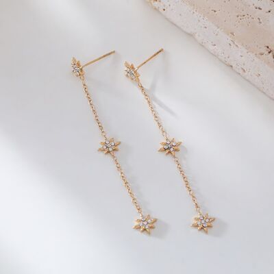 Triple star dangle earrings