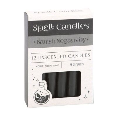 Paquete de 12 velas de hechizos para desterrar la negatividad