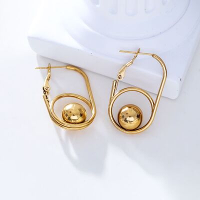 Gold ball-in-loop earrings