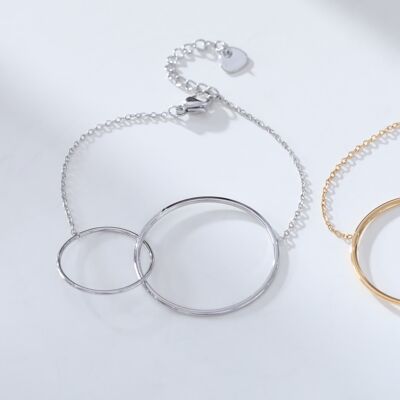 Double circle intertwined silver chain bracelet