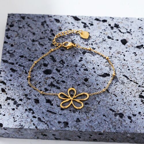 Bracelet chaîne dorée fleur avec 5 pétales