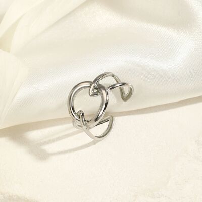 Silver attached circle ring