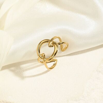 Gold attached circle ring