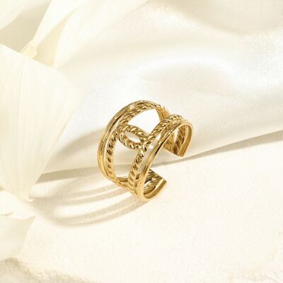 Golden cross line ring