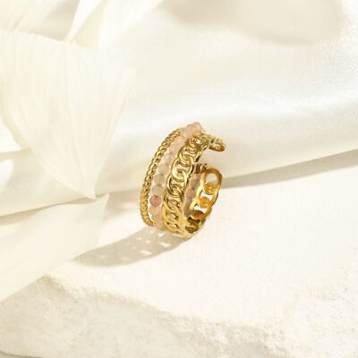 Golden beige stone ring