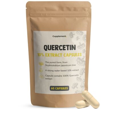 Cupplement - Estratto di quercetina 60 capsule - Estratto 10:1 - Quercetina - Quercitina - 250 mg per capsula - Senza polvere o 500 mg - Senza zinco né bromelina - Superfood - Integratore