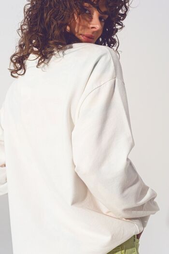 GRL PWR Text Sweat-shirt en blanc 6