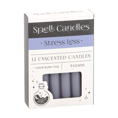 Confezione da 12 candele con incantesimi meno stress