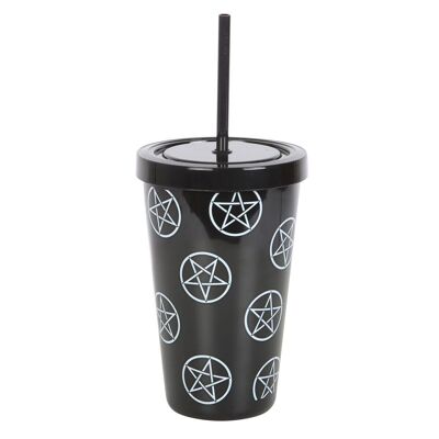 Bicchiere in plastica Pentagramma con cannuccia